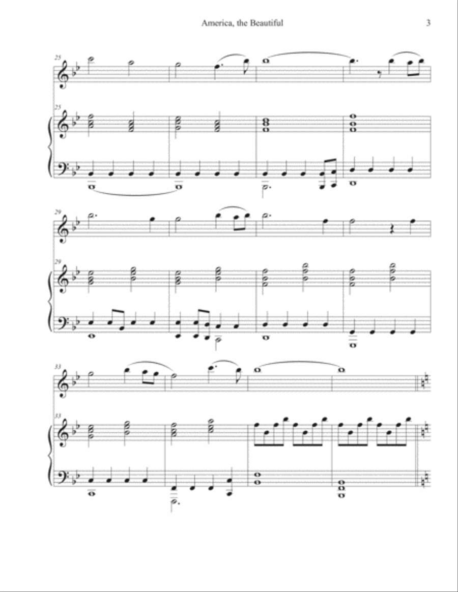 America, the Beautiful (Violin-Piano) Violin Solo scores gallery preview page 3