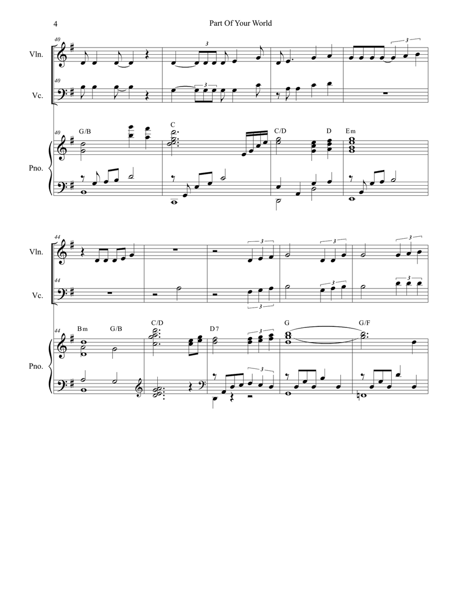 Part Of Your World Piano Trio scores gallery preview page 4