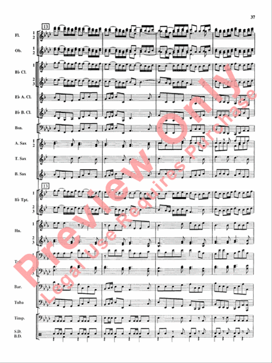 Royal Fireworks Music Concert Band scores gallery preview page 38