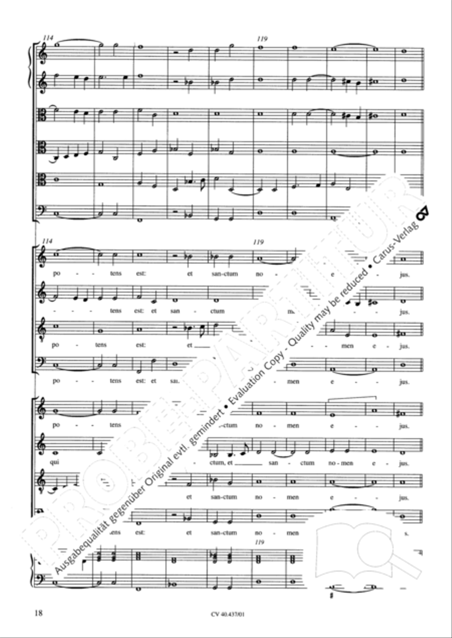 Magnificat a 8 voci con 6 vel 10 istromenti 4-Part scores gallery preview page 14