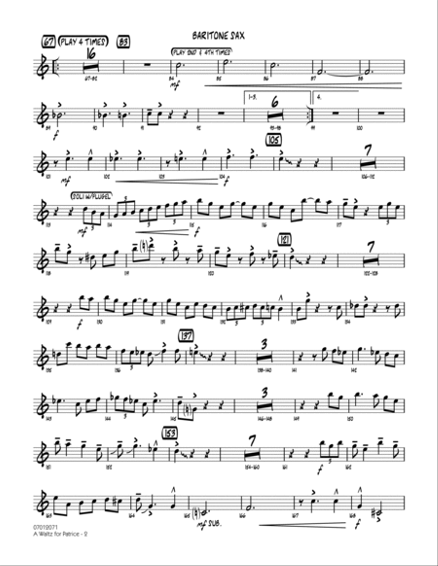 A Waltz for Patrice - Baritone Sax Jazz Ensemble scores gallery preview page 2