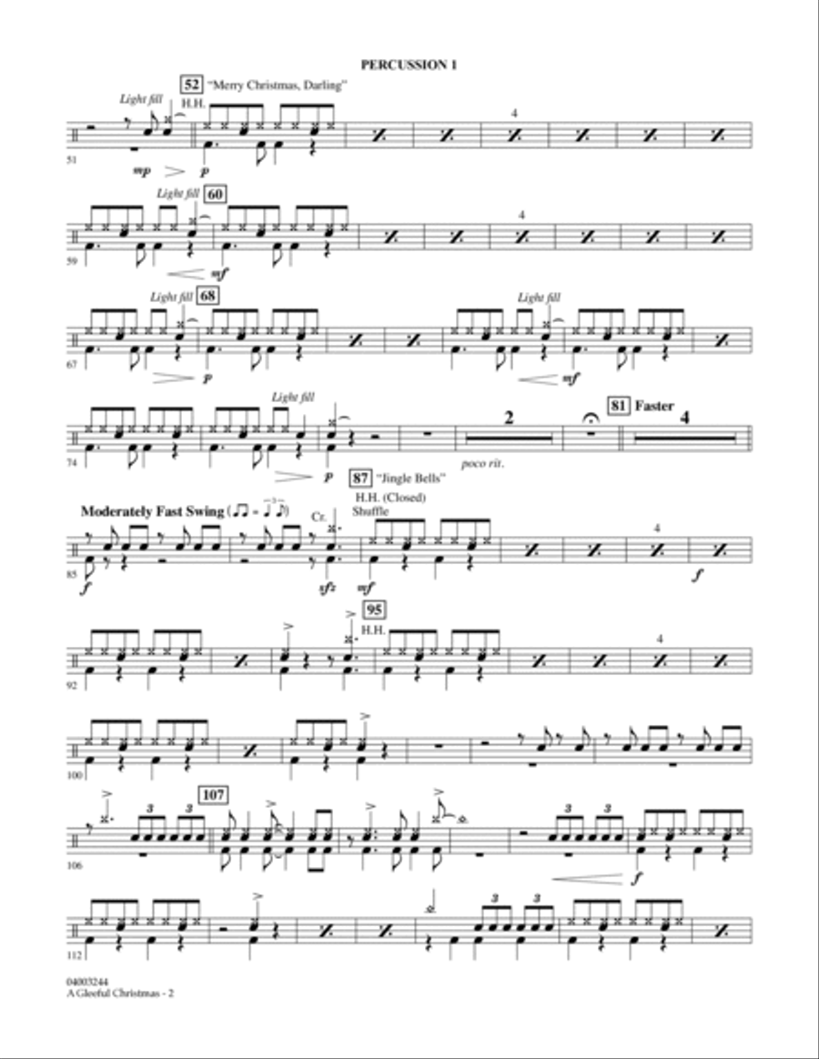A Gleeful Christmas - Percussion 1 Concert Band scores gallery preview page 2