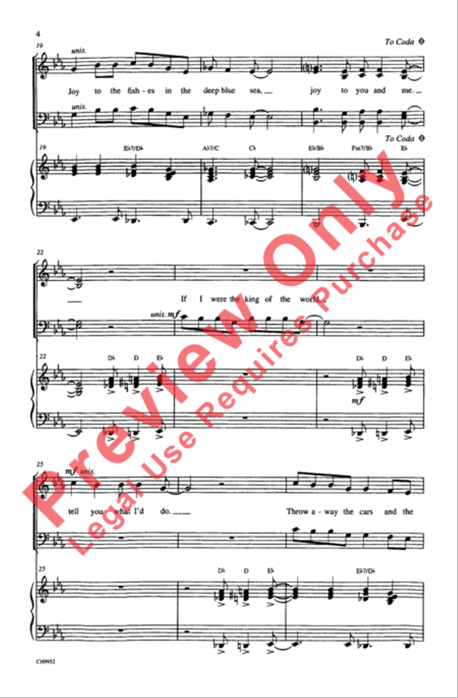Joy to the World (Jeremiah Was a Bullfrog) 4-Part scores gallery preview page 4