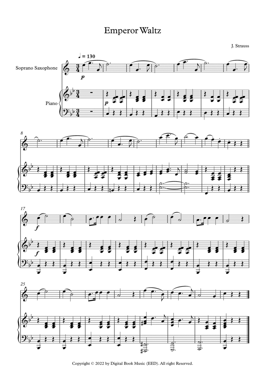 Emperor Waltz - Johann Strauss Jr. (Soprano Sax + Piano) image number null