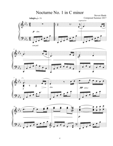 Nocturne No. 1 in C minor, for Piano Solo Piano Solo - Digital Sheet Music
