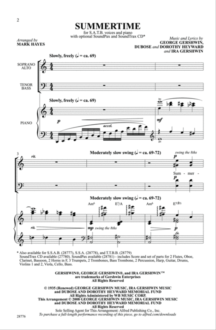 Summertime Summertime 4-Part scores gallery preview page 2