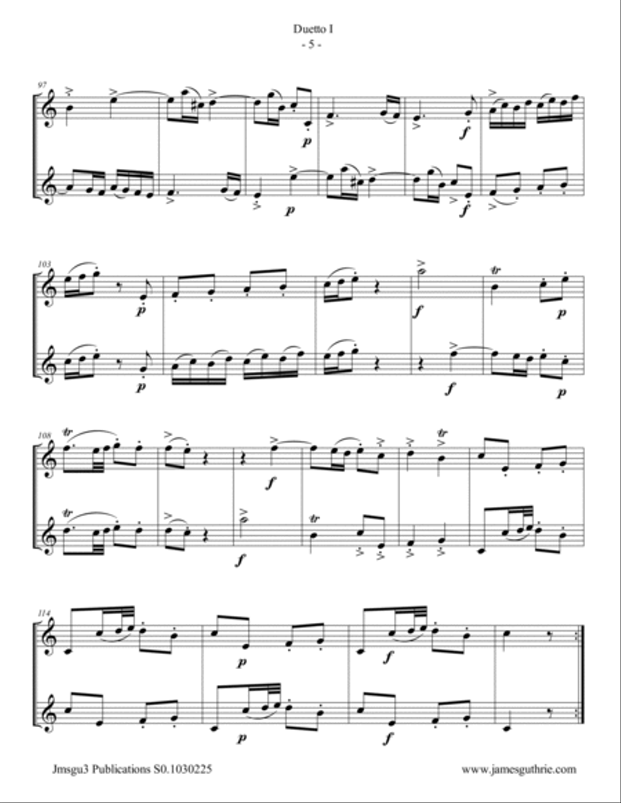 Quantz: Duetto Op. 2 No. 1 for Trumpet Duo Trumpet Duet scores gallery preview page 5