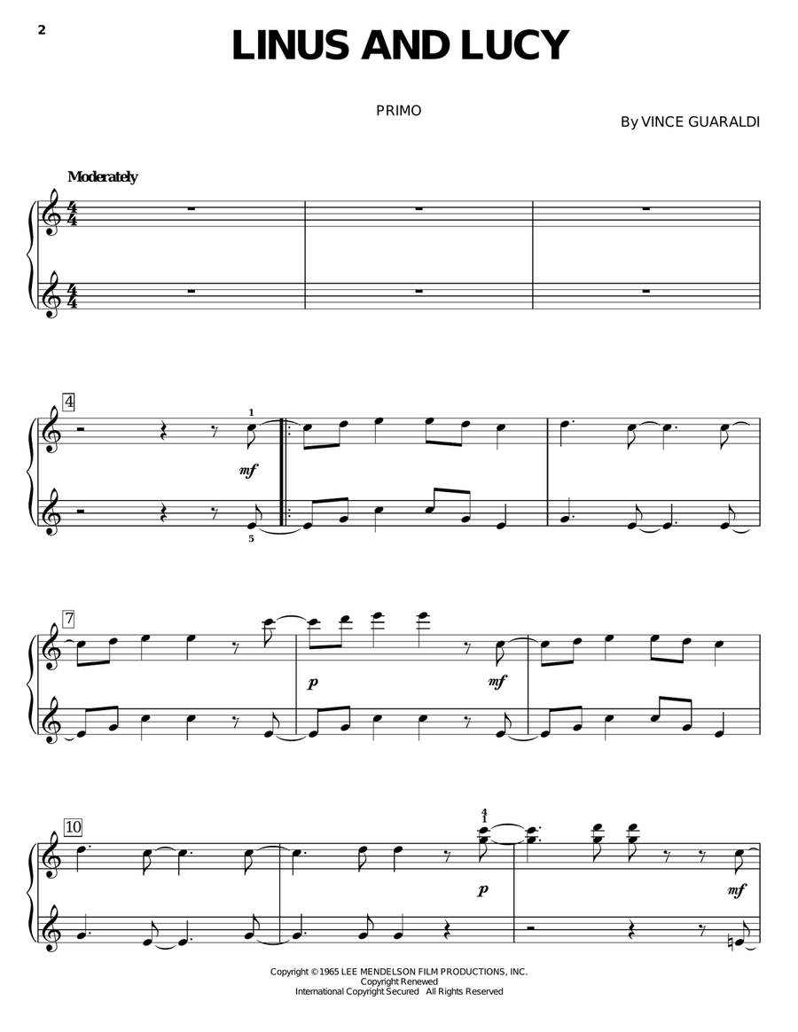 Linus And Lucy Piano Duet scores gallery preview page 2