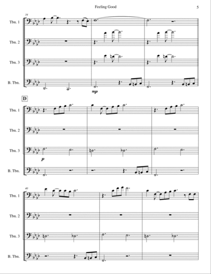 Feeling Good Brass Quartet scores gallery preview page 5