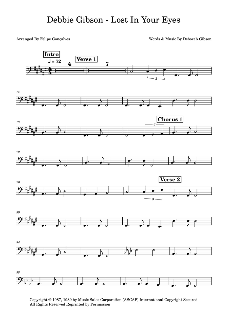 Lost In Your Eyes Bass Guitar scores gallery preview page 1
