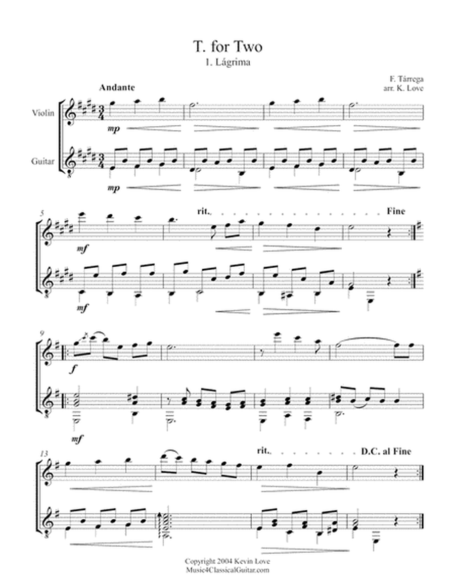 T. for Two (Violin and Guitar) - Score and Parts image number null
