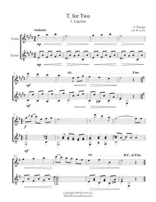 Book cover for T. for Two (Violin and Guitar) - Score and Parts