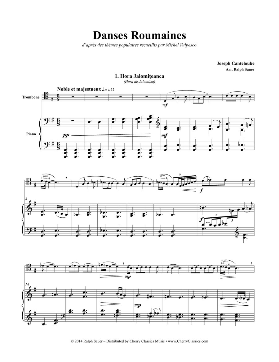 Danses Roumaines for Trombone and Piano Piano scores gallery preview page 2
