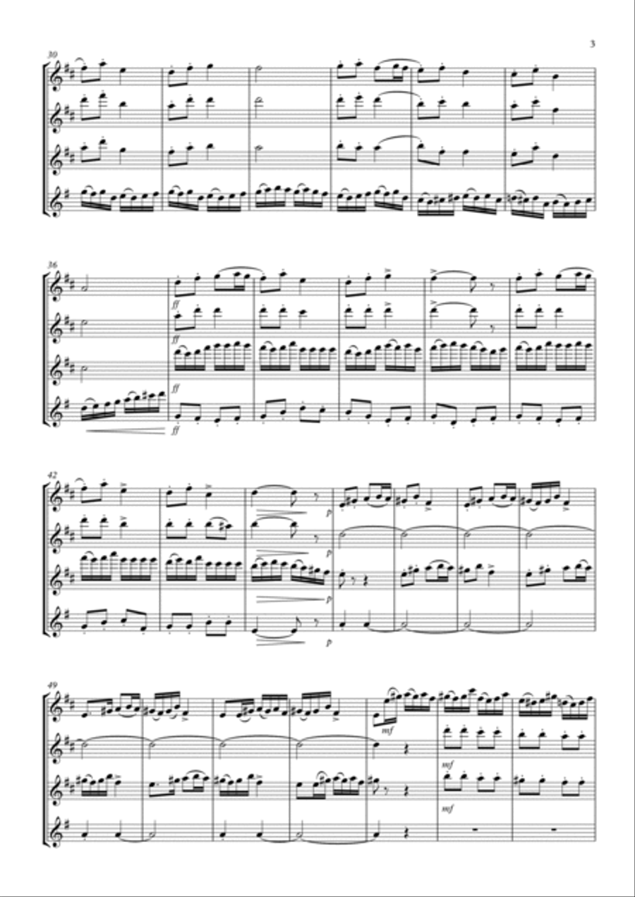 Dance of the Tumblers from 'The Snow Maiden Flute Quartet scores gallery preview page 3