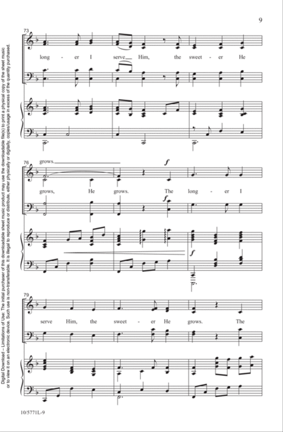 The Longer I Serve Him 4-Part scores gallery preview page 9