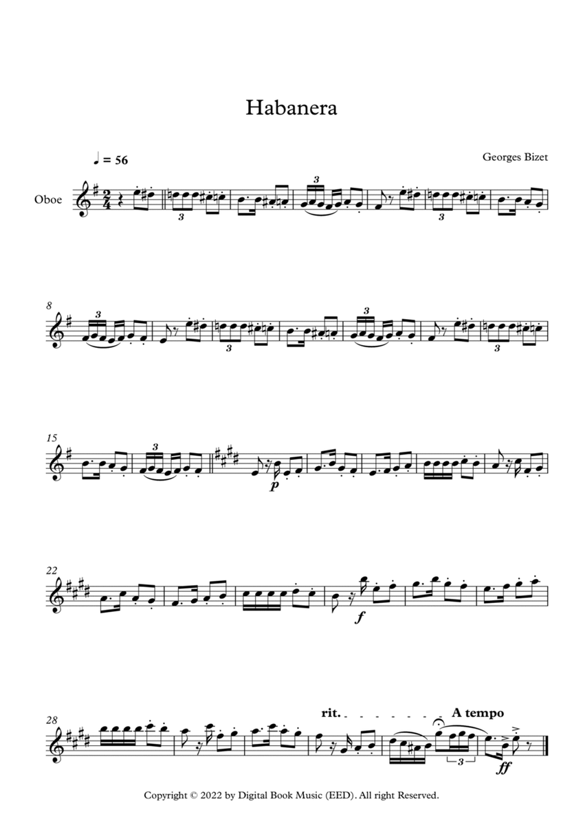Habanera - Georges Bizet (Oboe)