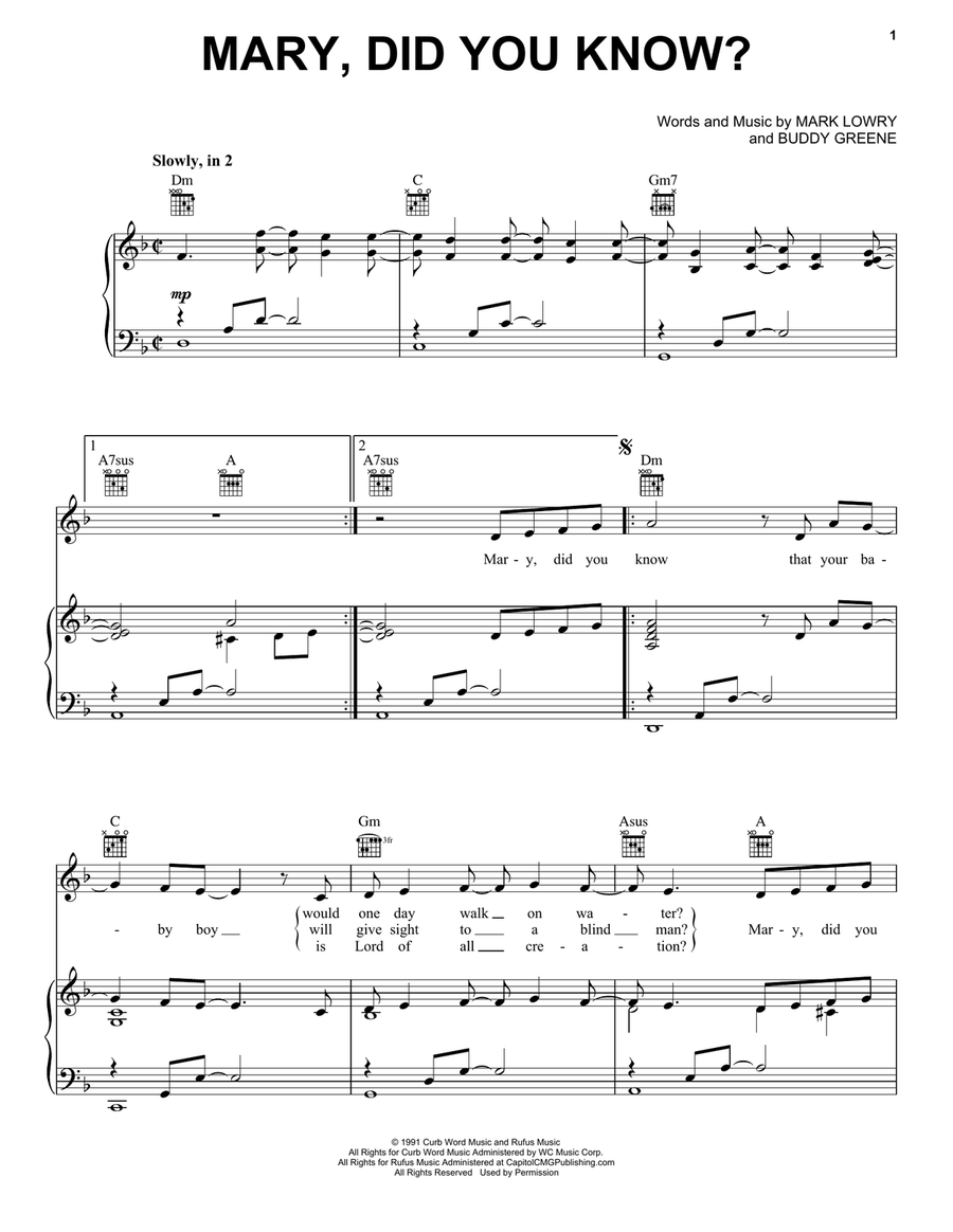 Mary, Did You Know? Mary, Did You Know? Guitar scores gallery preview page 1
