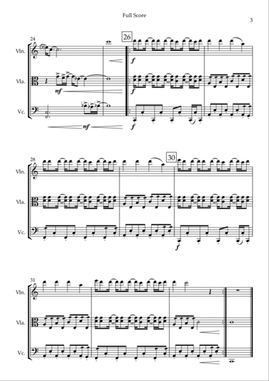 Can't Stop The Feeling! String Trio scores gallery preview page 3