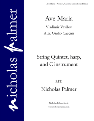Ave Maria (attr. Caccini) - for strings, harp, and solo instrument or voice