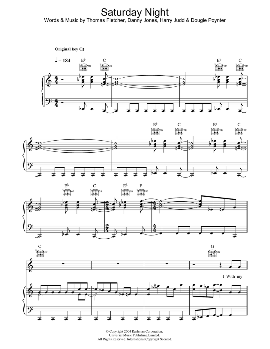 Saturday Night Piano, Vocal, Guitar scores gallery preview page 1