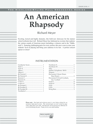 Book cover for An American Rhapsody: Score