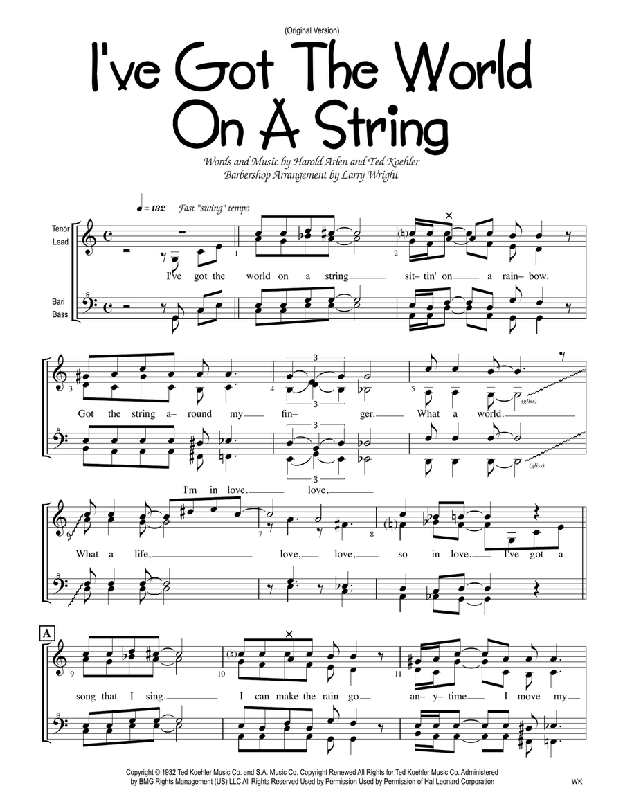 I've Got The World On A String SSAA scores gallery preview page 1
