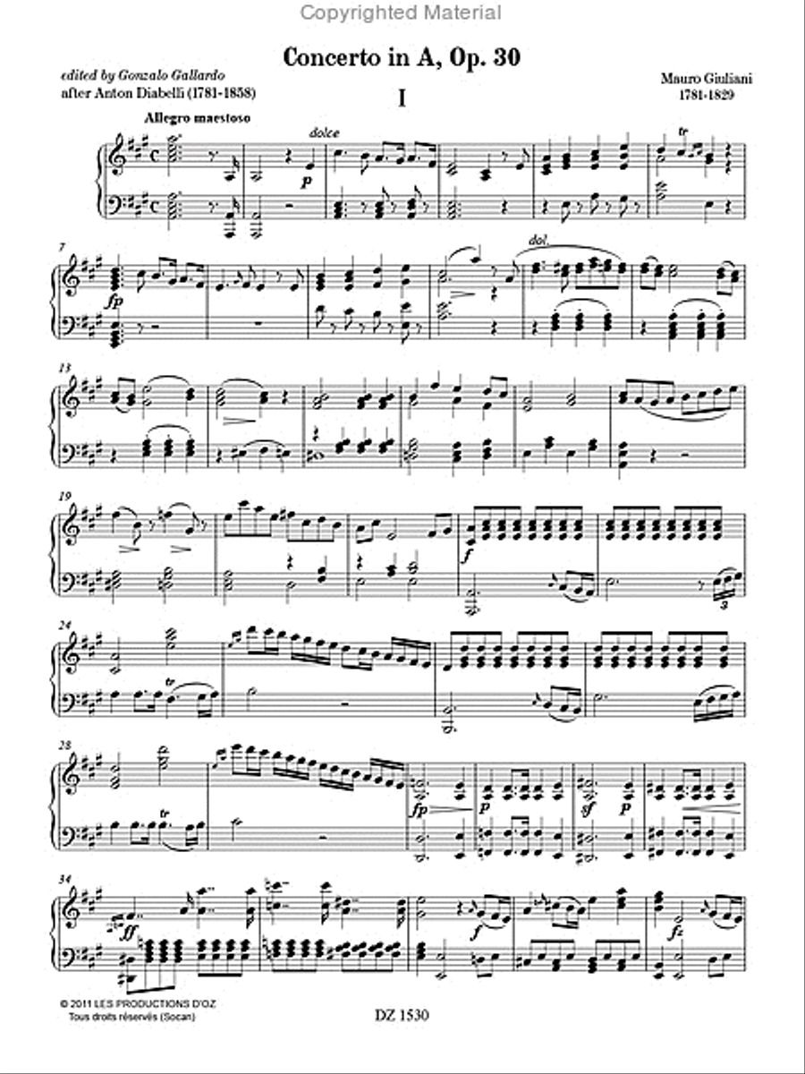 Concerto in A, opus 30 (réduction de piano)