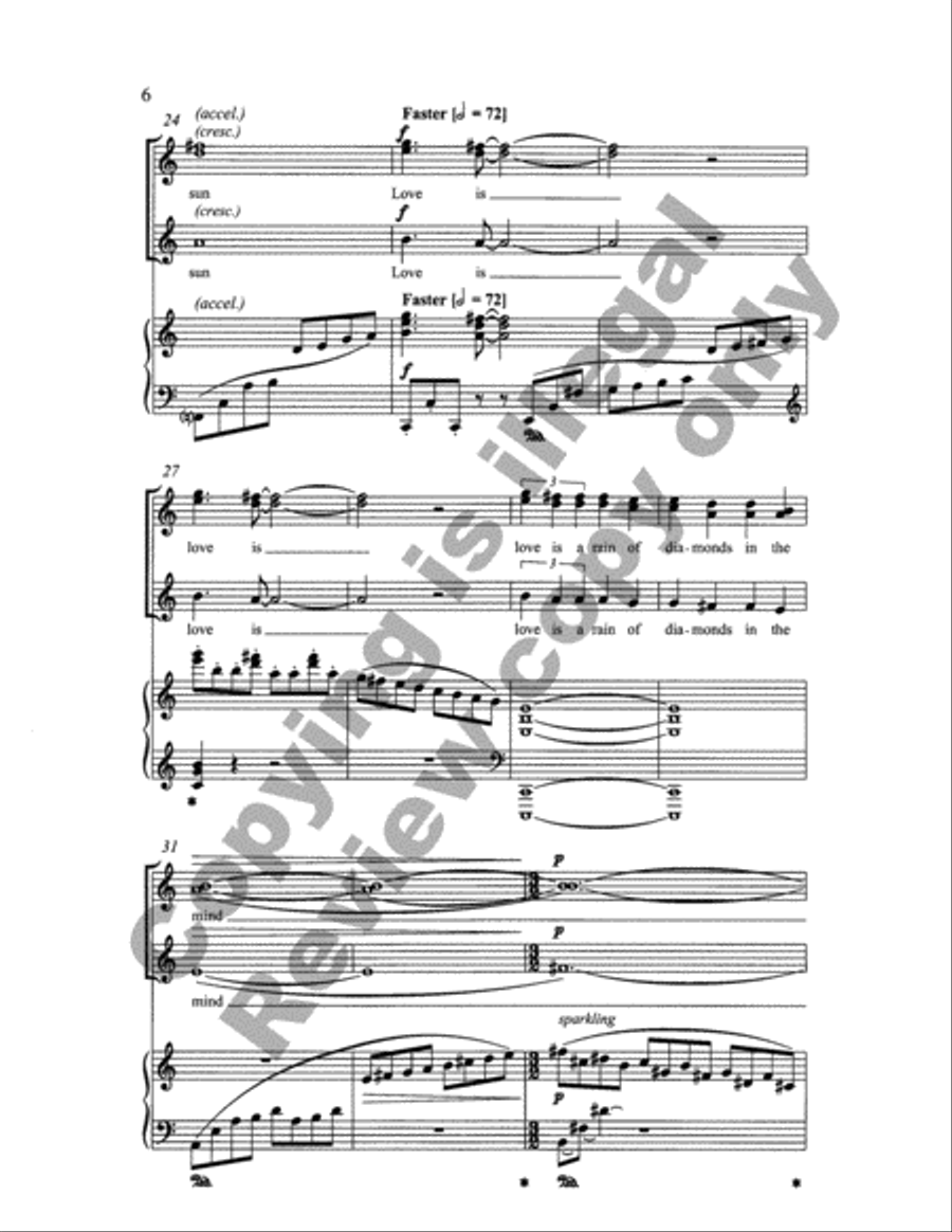 Songs for Women's Voices: 4. Love Is a Rain of Diamonds (Choral Score)