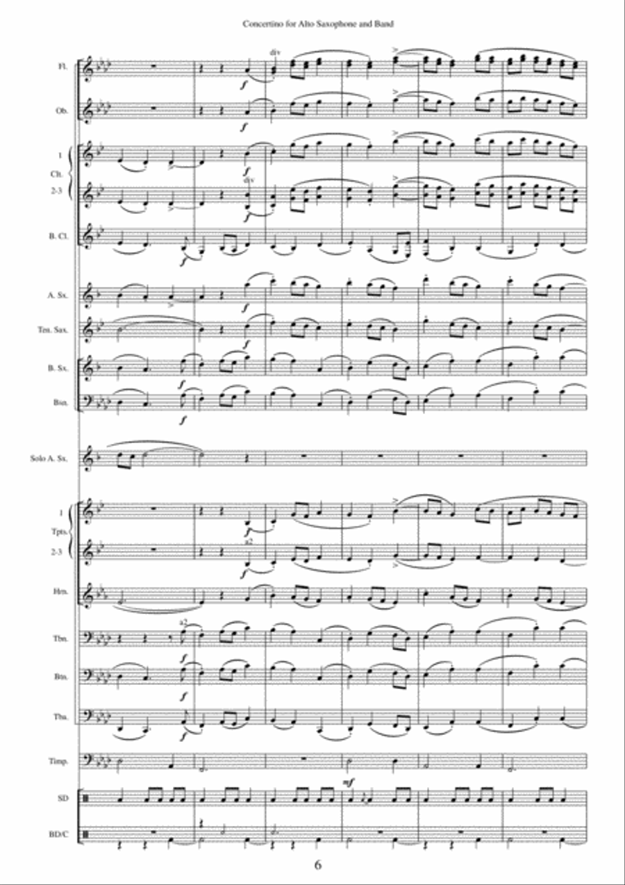 Concertino for Alto Saxophone and Band Concert Band scores gallery preview page 6