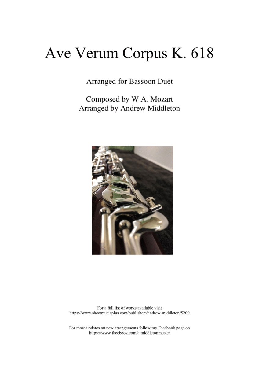 Ave Verum Corpus K. 618 arranged for Bassoon Duet image number null