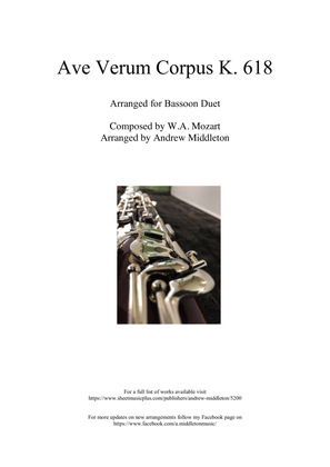 Book cover for Ave Verum Corpus K. 618 arranged for Bassoon Duet