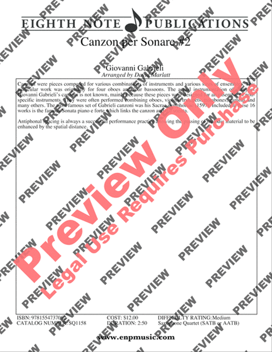 Canzon per Sonare #2 Canzon per Sonare #2 Small Ensemble scores gallery preview page 2