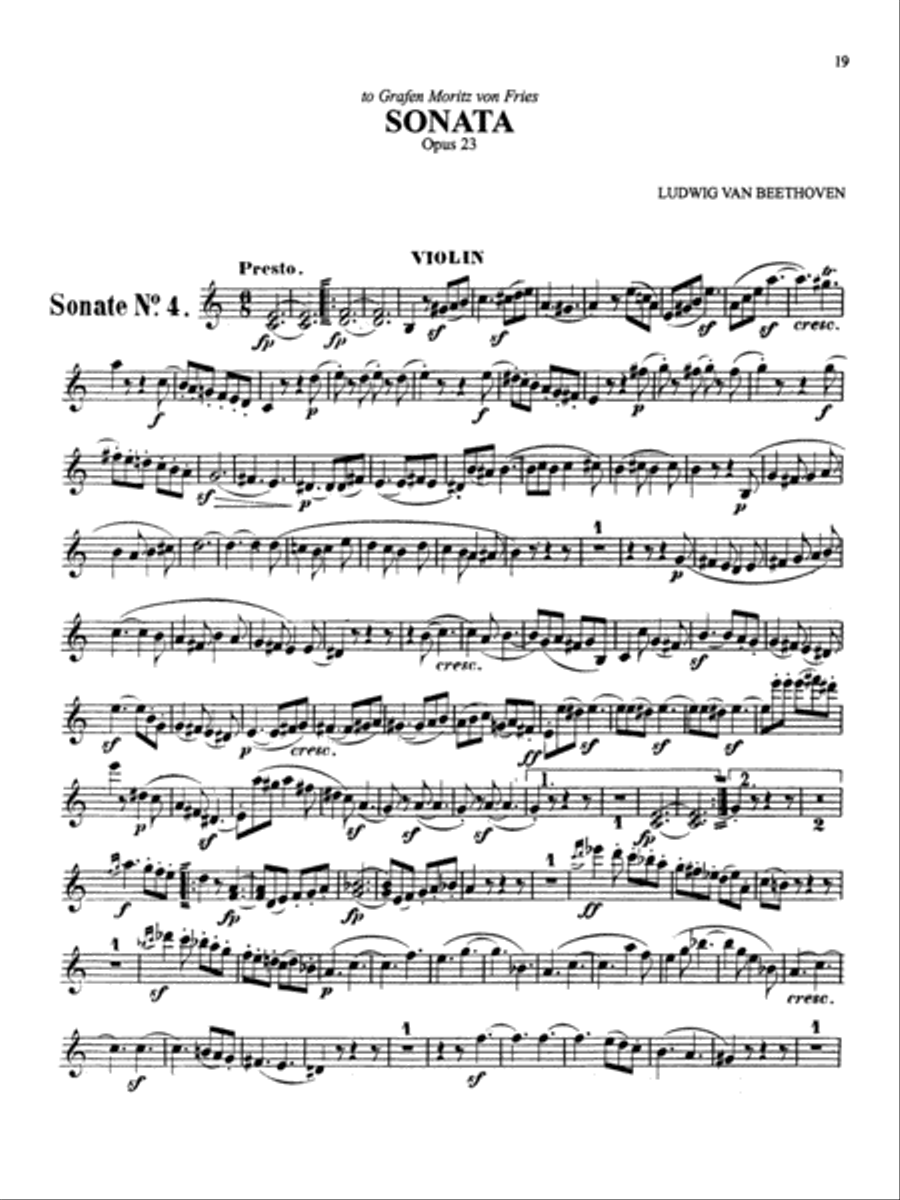 Beethoven: Violin Sonata, Op. 23 - Sonate No. 4 Violin scores gallery preview page 1