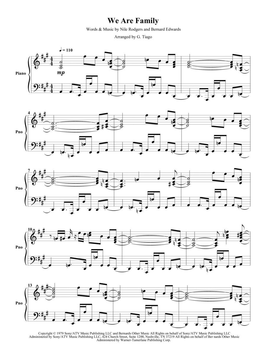 We Are Family Piano Solo scores gallery preview page 1