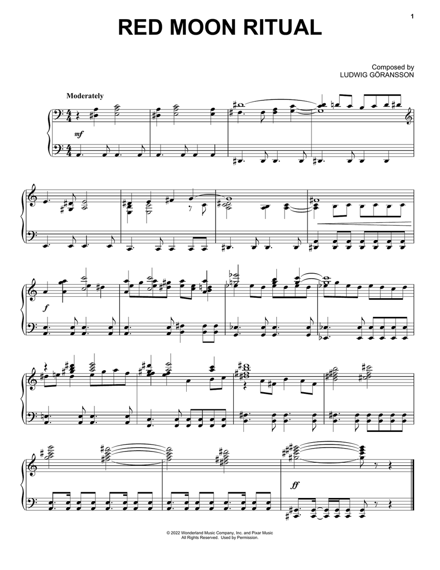 Red Moon Ritual (from Turning Red) Piano Solo scores gallery preview page 1