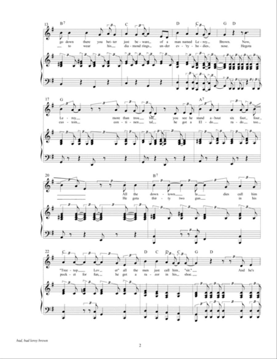 Bad, Bad Leroy Brown Piano, Vocal, Guitar scores gallery preview page 4