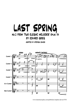 Book cover for 'Last Spring' by Edvard Grieg for Clarinet Sextet.