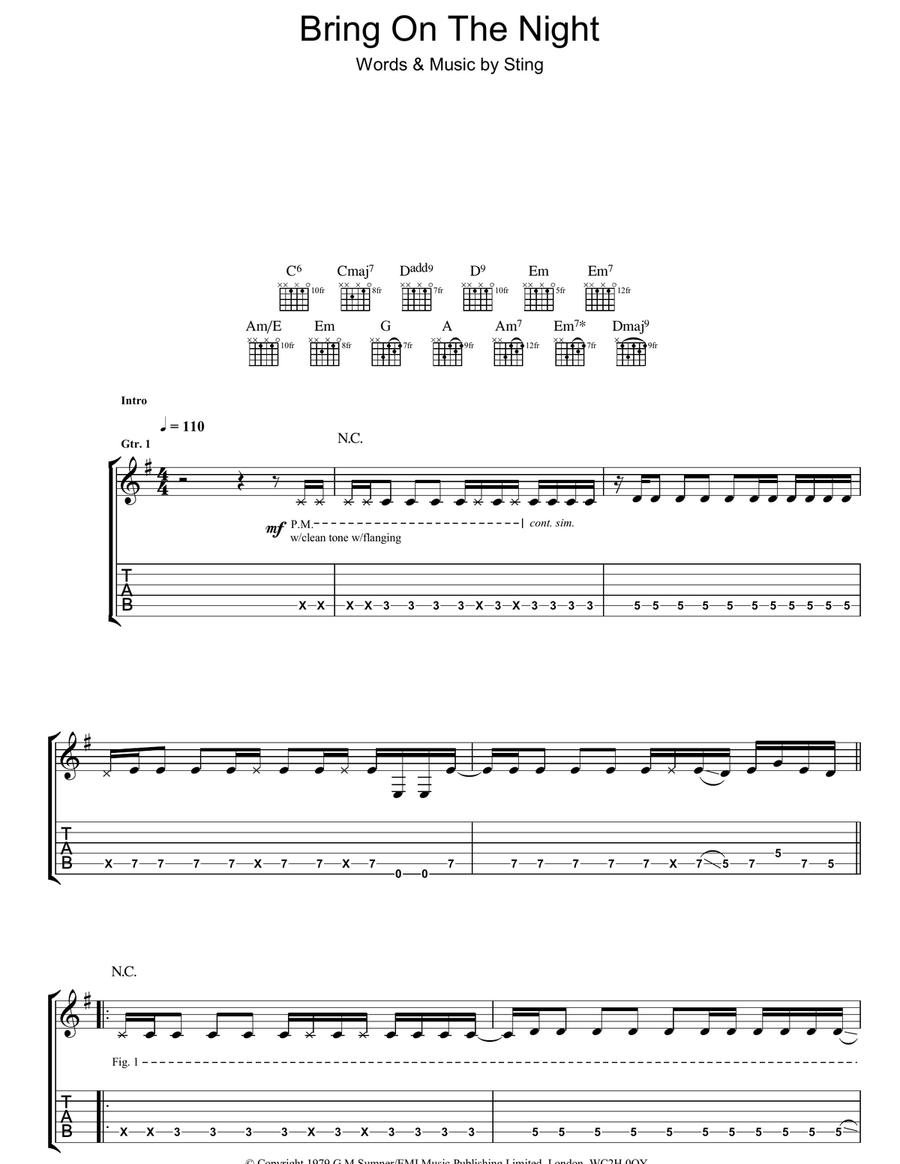 Bring On The Night Acoustic Guitar scores gallery preview page 1