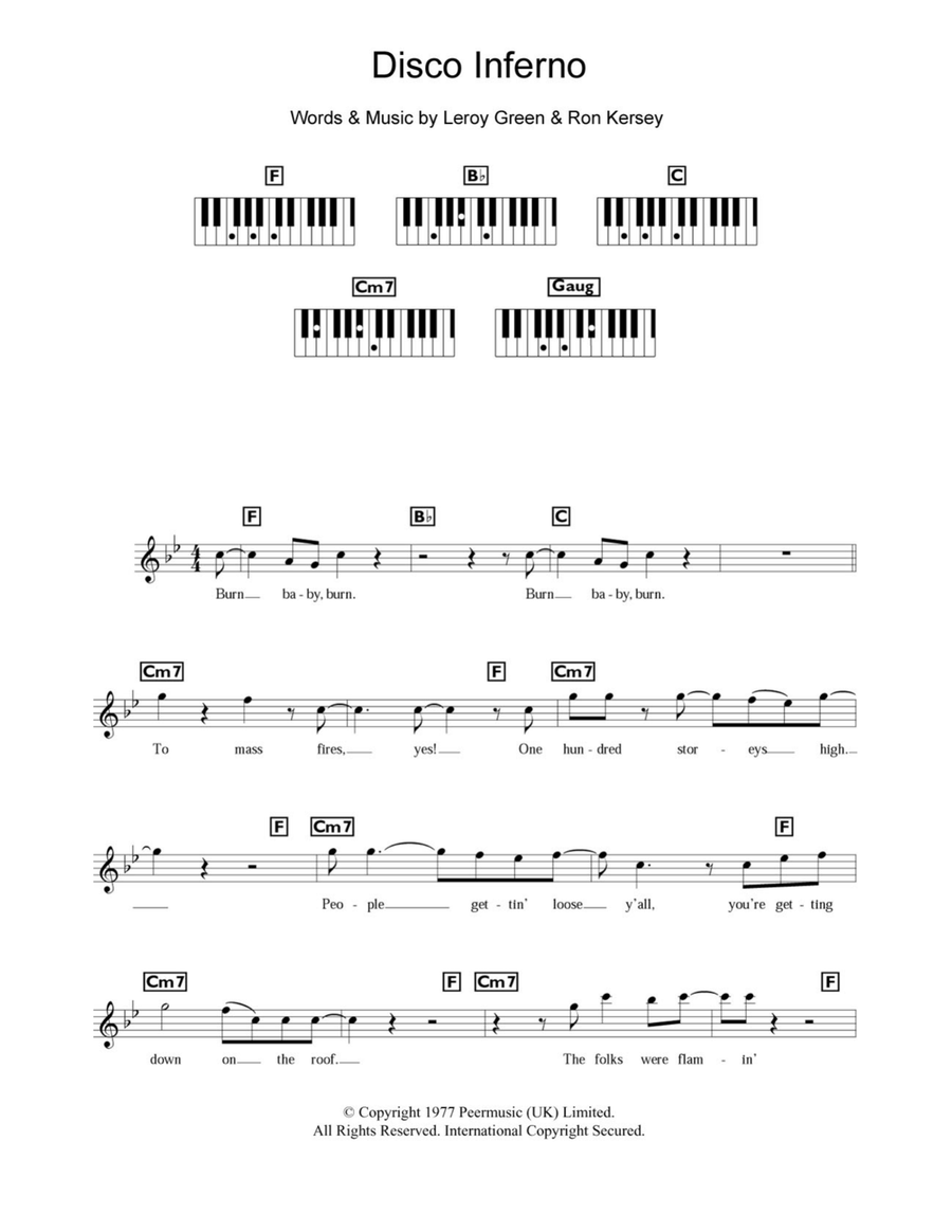 Disco Inferno Disco Inferno Piano scores gallery preview page 1