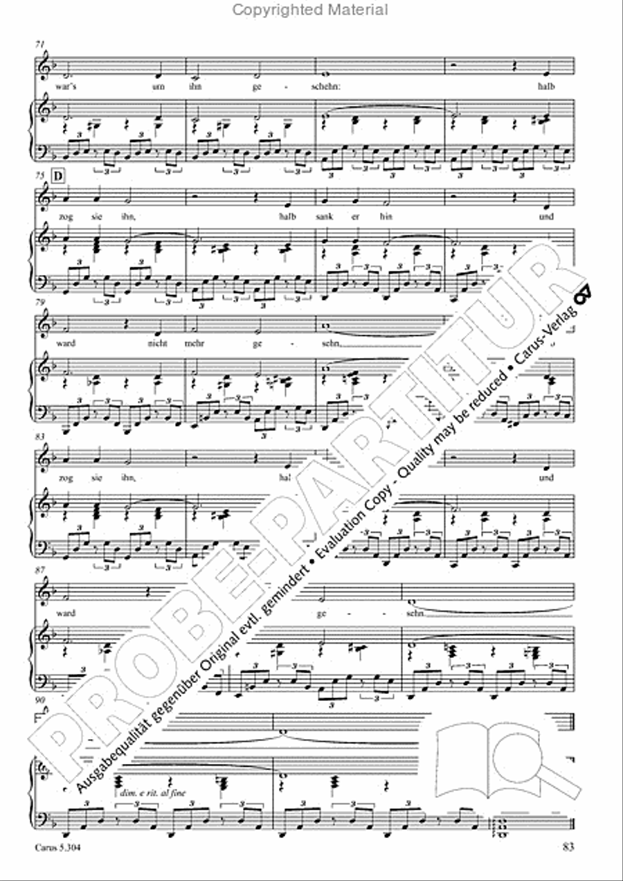 Schindler: Rosenzeit. Ein Liederzyklus uber die Liebe. Chansons fur Singstimme und Klavier Piano scores gallery preview page 84