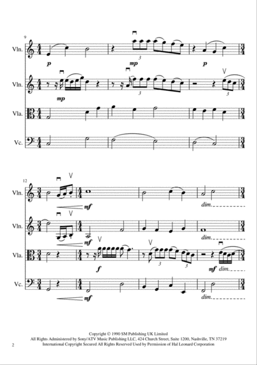 How Long Will I Love You String Quartet scores gallery preview page 2