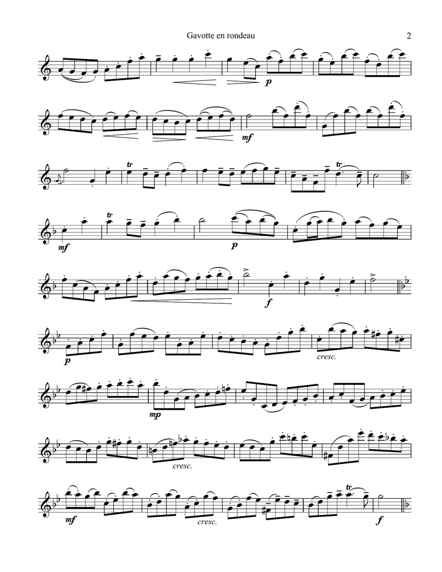 Gavotte en rondeau BWV 1006 for flute solo Flute Solo scores gallery preview page 2
