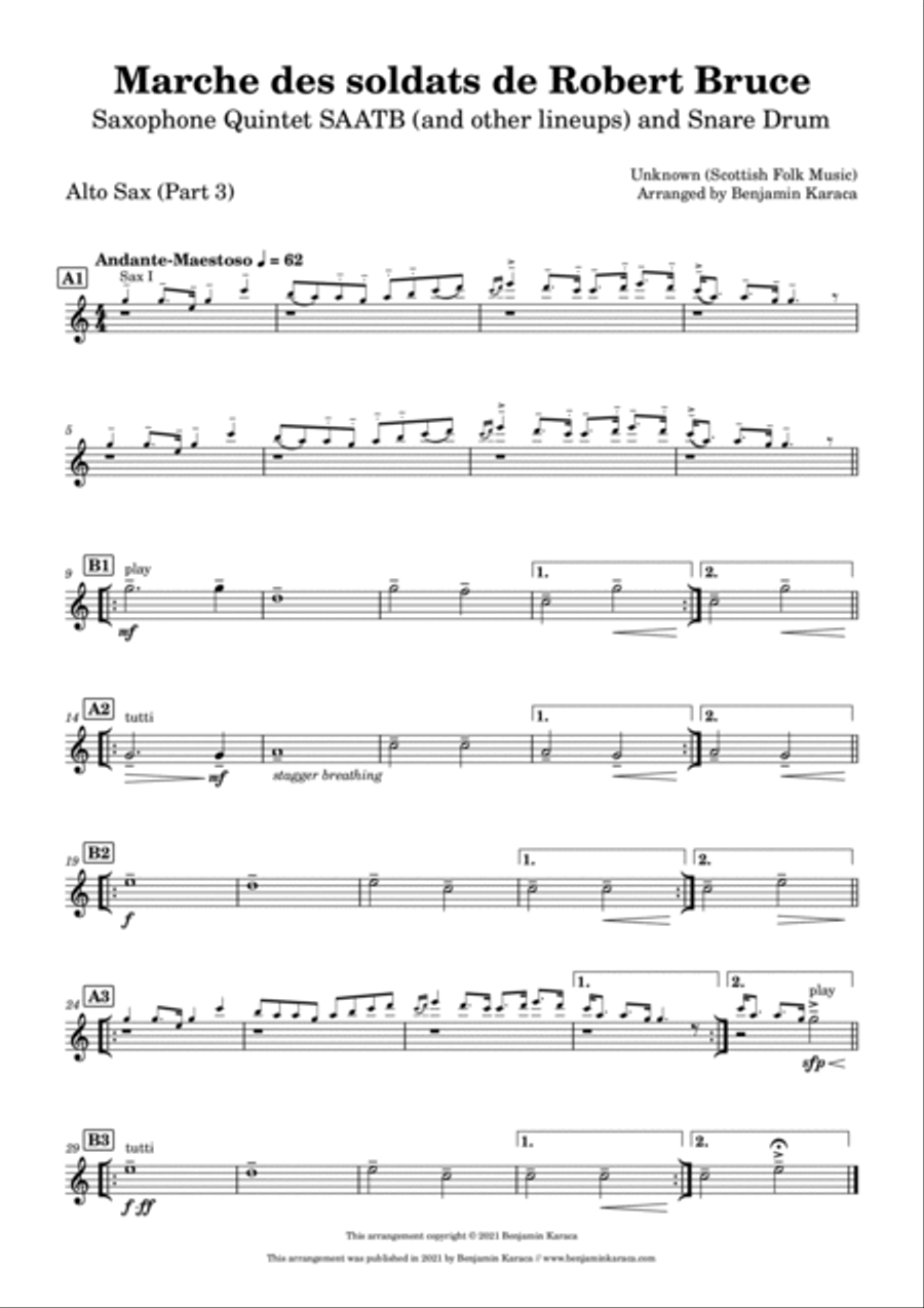 Marche des soldats de Robert Bruce Saxophone Quintet scores gallery preview page 6