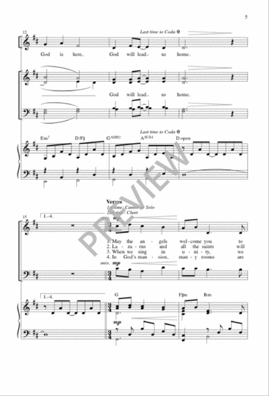 God Will Lead Us Home 4-Part scores gallery preview page 4