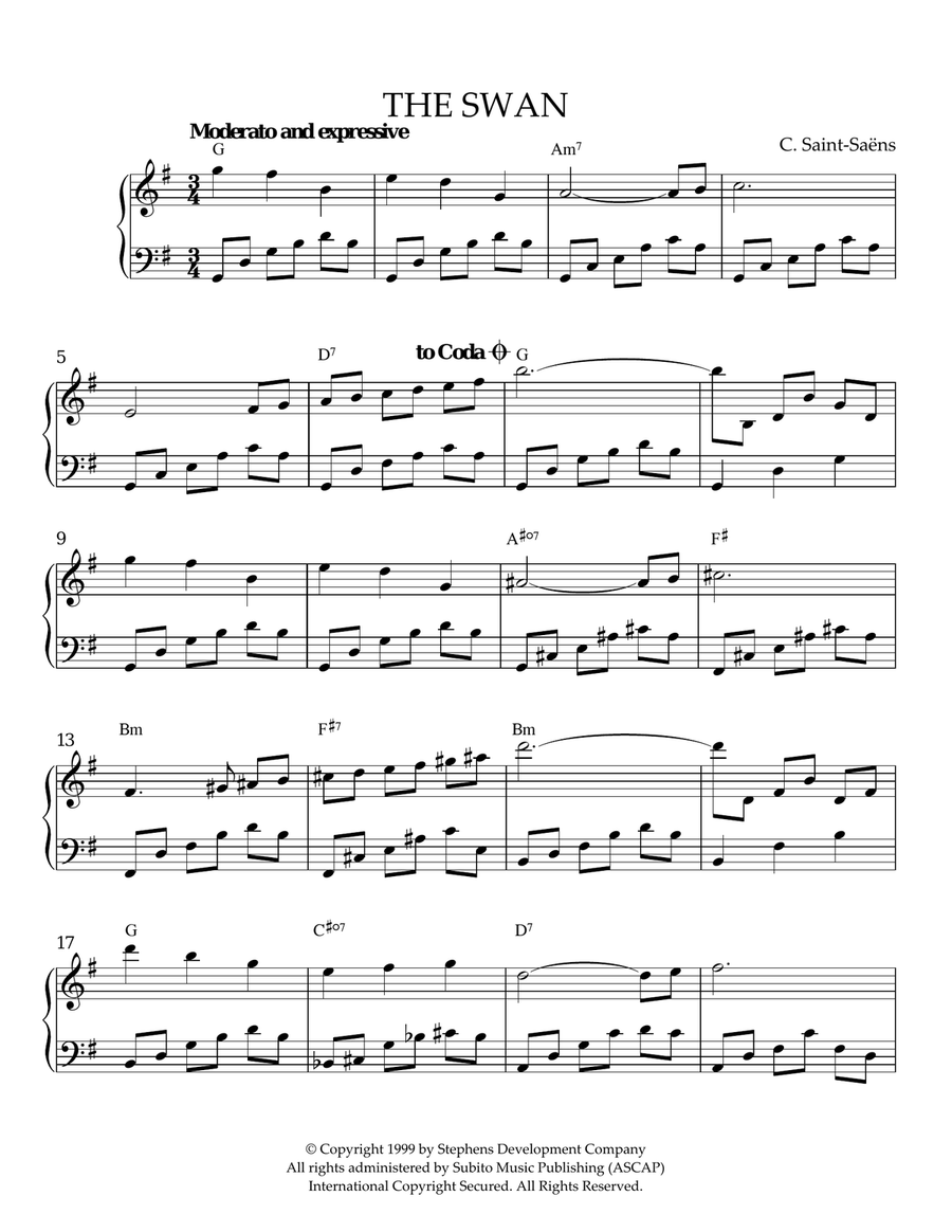 The Swan The Swan Piano Solo scores gallery preview page 1