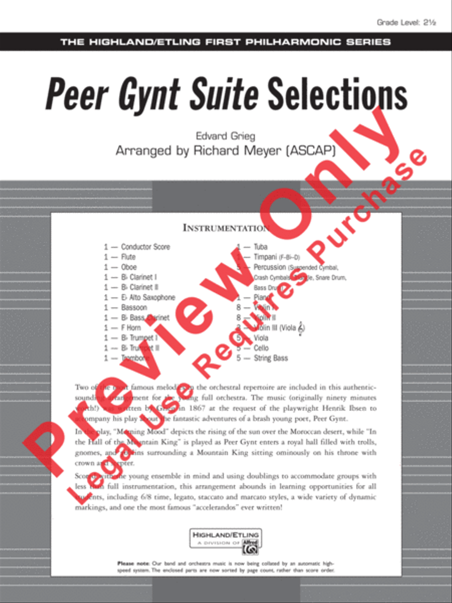 Peer Gynt Suite Selections Full Orchestra scores gallery preview page 2