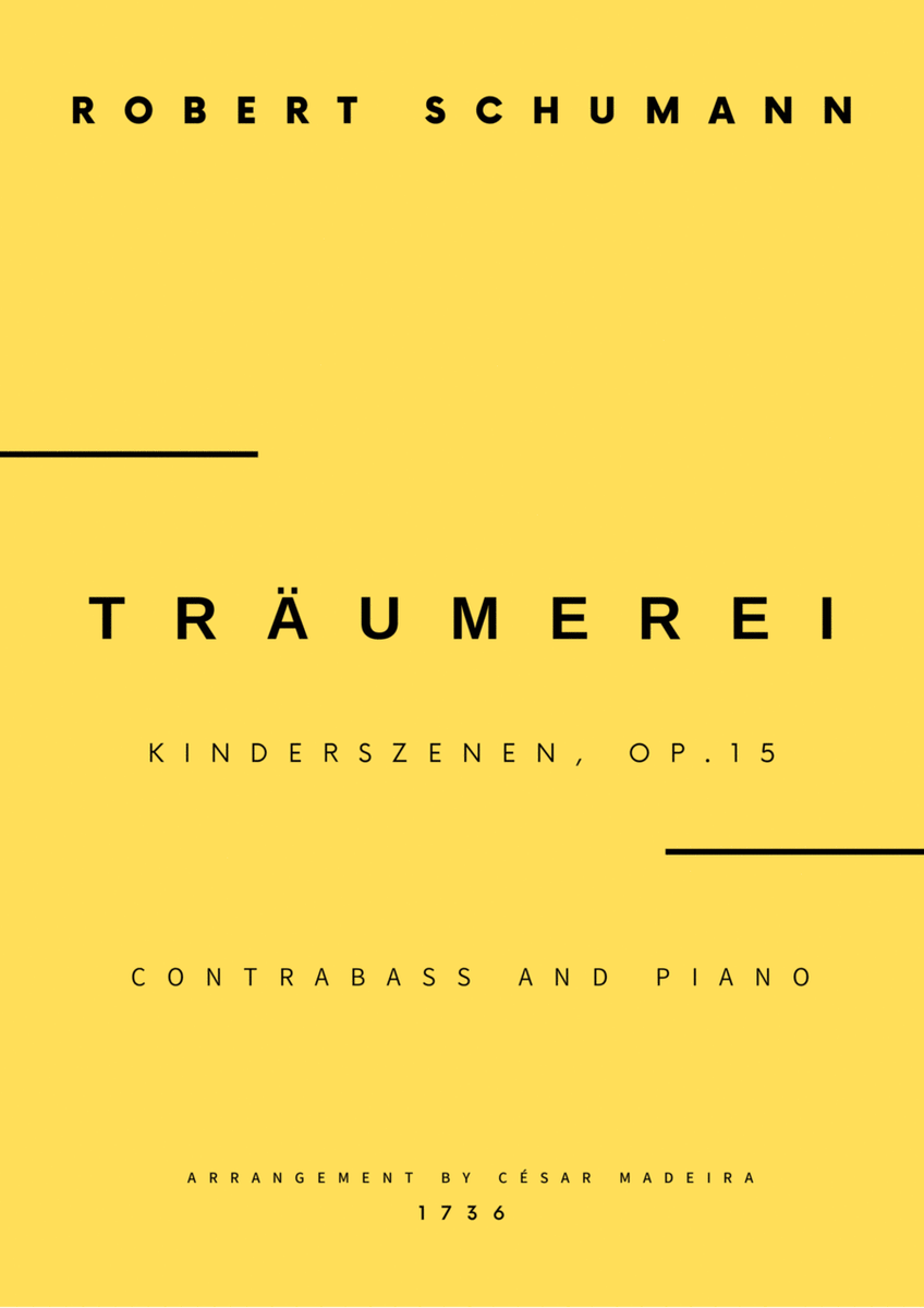 Traumerei by Schumann - Contrabass and Piano (Full Score and Parts) image number null