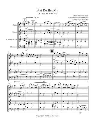 Bist Du Bei Mir (Bb) (Woodwind Quartet - 1 Flute, 1 Oboe, 1 Clar, 1 Bassoon)