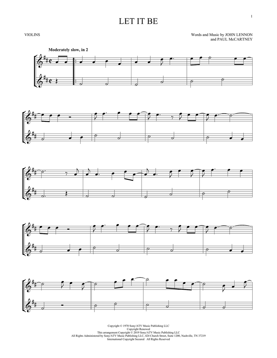 Let It Be Let It Be String Duet scores gallery preview page 1