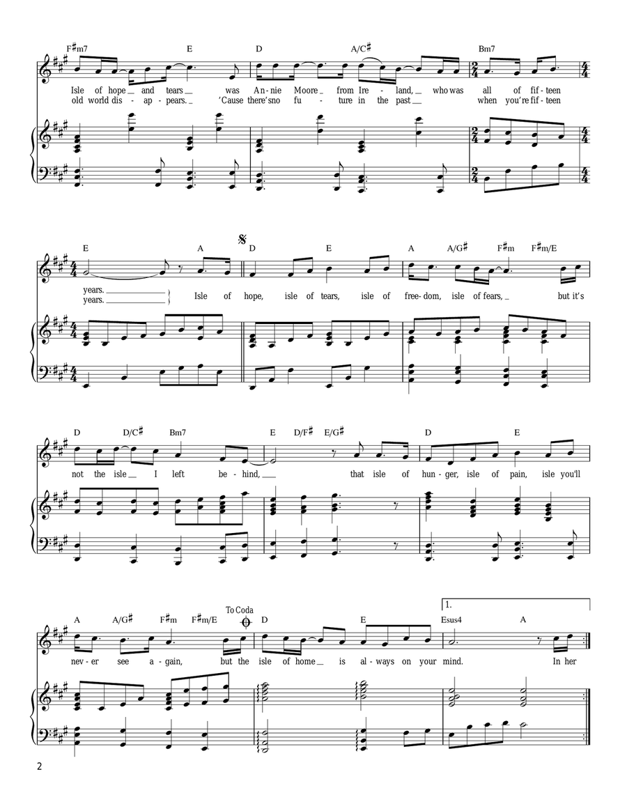 Isle Of Hope, Isle Of Tears Piano, Vocal, Guitar scores gallery preview page 2